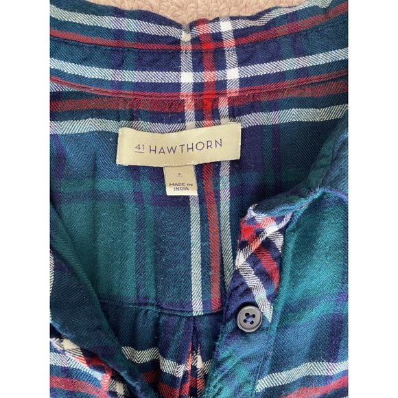 41 Hawthorn Plaid 1/4 Button Up Long Sleeve Blouse - Picture 6 of 6